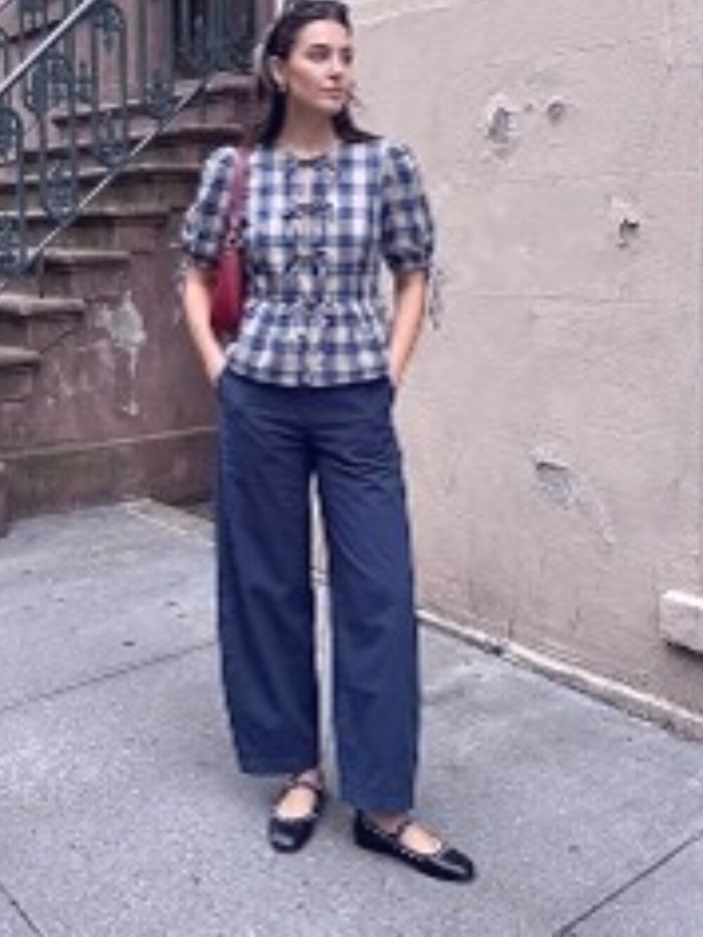LOMON Wide Leg Barrel Pants - NAVY - MED - NWT